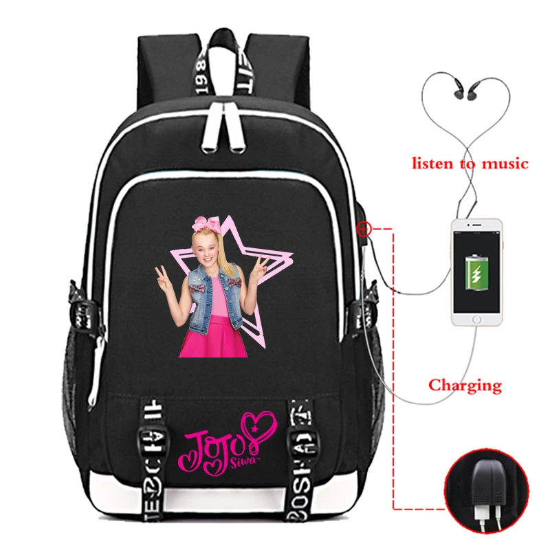 Рюкзак Pop Star Jojo Siwa с USB зарядкой школьные сумки для девочек-подростков
