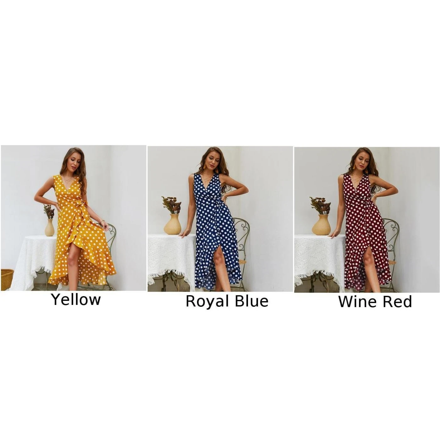Boho женское летнее праздничное платье в горошек макси с v-образным вырезом Повседневный пляжный Длинный Сарафан