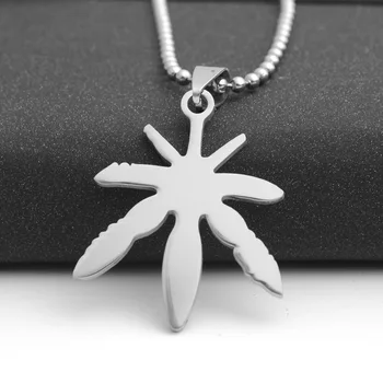 

5 Stainless Steel Canada Jamaica Hemp Maple Leaf African Fallen leaves Tree Foliage Leaves Plant grass necklace gift jewelry