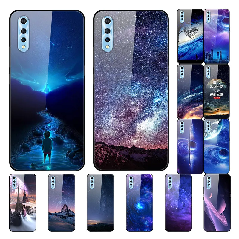 Окрашенная стеклянная крышка для Vivo V17 neo чехол силиконовый бампер закаленный ЧЕХОЛ ДЛЯ Vivo Y7S Z5 крышка для Vivo S1 чехол Funda S 1 Capas