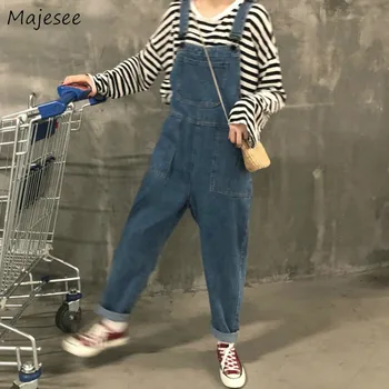 

Jumpsuits Women Retro Simple All Match Students Solid Loose Casual High Quality Womens Fashion Trousers Streetwear Korean Style