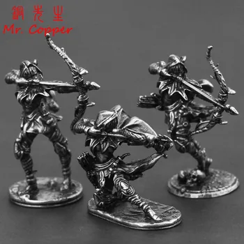 

Beauty Women Archer Solider Model White Copper Miniature Figurines Metal Toy Car Desktop Ornaments Decoration Accessories Crafts