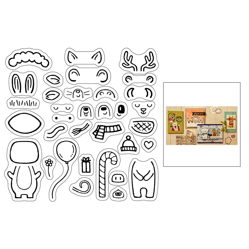 DIY рождественские прозрачные штампы с животными кроликами и 2020 новые