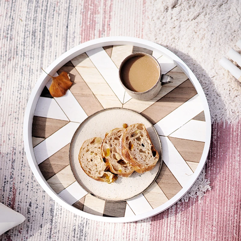 Nordic Style Round Wooden Storage Trays Creative Multi-Use Tea Fruits/Breads Plates Photography Props | Дом и сад