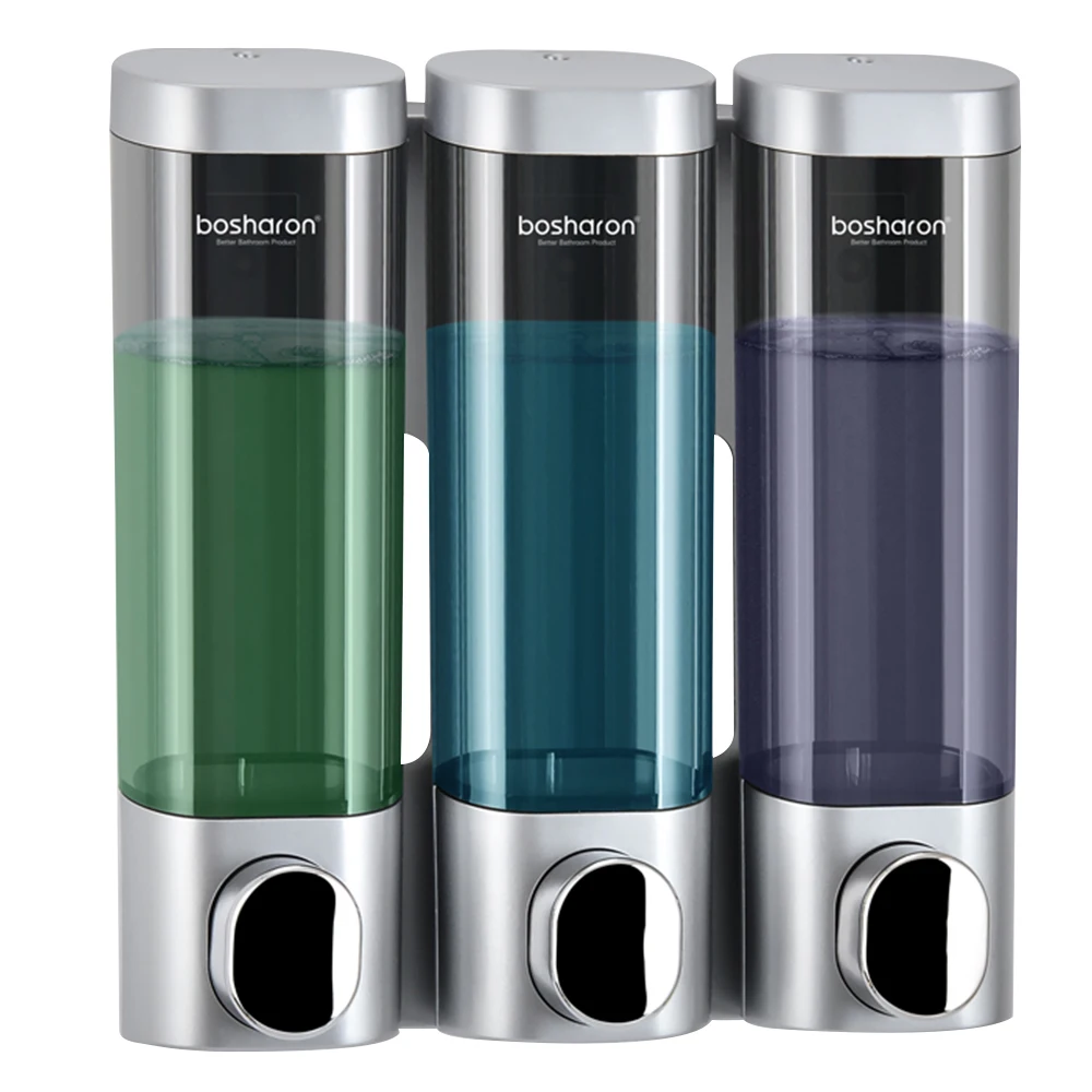 Silver Gray 900 мл ручной дозатор для жидкого мыла, кухонный дозатор для мыла, настенная бутылочка для шампуня в ванную, ручной дозатор для мыла - Цвет: Silver Gray