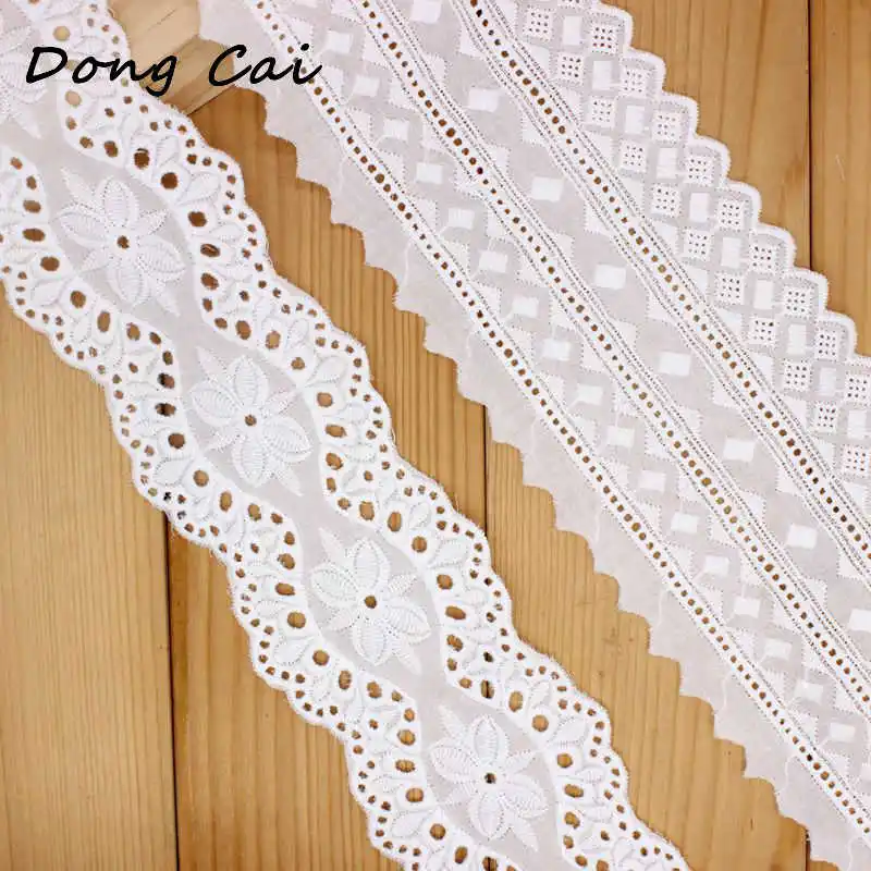 7 ярдов белый хлопок вышивка кружева ткань планки для костюма свадебное платье