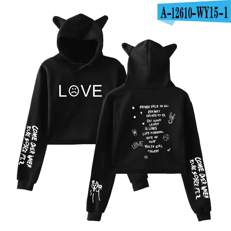  Lil Peep Hoodies Love Lil.peep Woman Sweatshirts Hooded Pullover Cat Ear Print Drawstring Women Cry