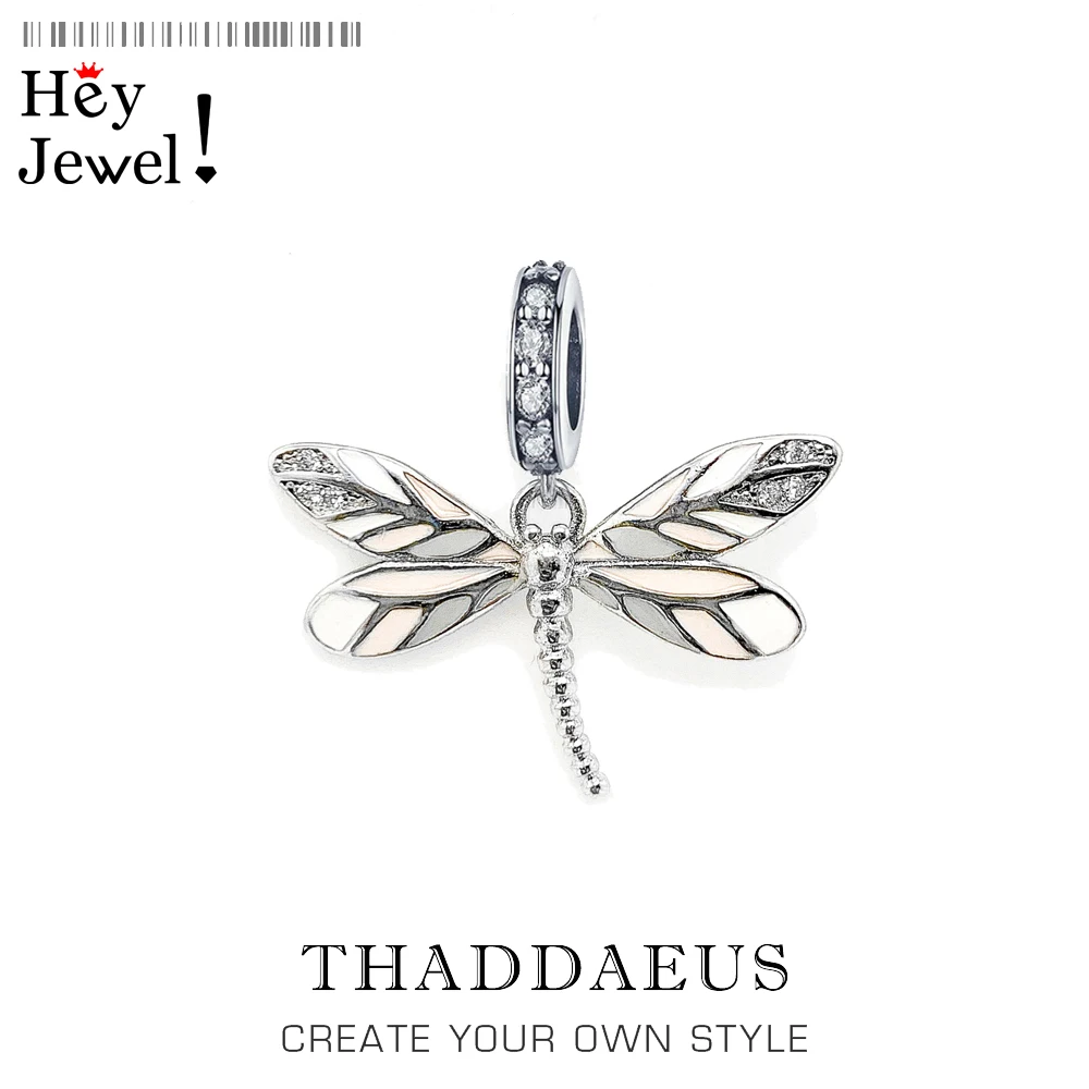 Colourful Dragonfly 925 Sterling Silver Dangle Charm Pendant Fit Bracelet Necklace Women 2021 Faithful Companion Fine Jewelry | Украшения и