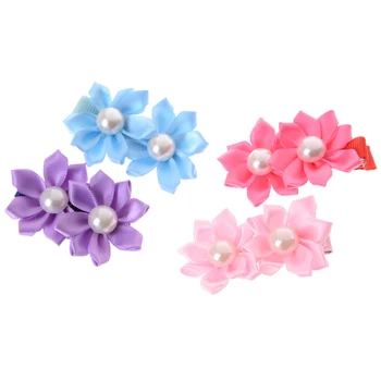 

3Pcs Metal Clip Cute Fashion Girls Two Flowers Pearls Hairpins Kids Hair Clip Christmas Barrettes Hairpins Accessories