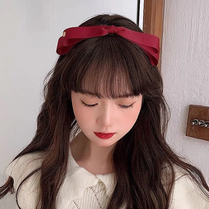 

Lystrfac Korean Sweet Double Bow Headband for Women Girls Fashion Wild Hairband Solid Color Hair Hoop Female Hair Accessories