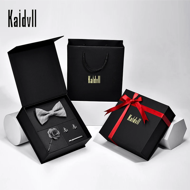 

Kaidvll Bow-tie Luxury Gift 4pcs Tie Set Bow Tie Cufflink Brooches Tie Clips Set For Wedding Party With Exquisite Box