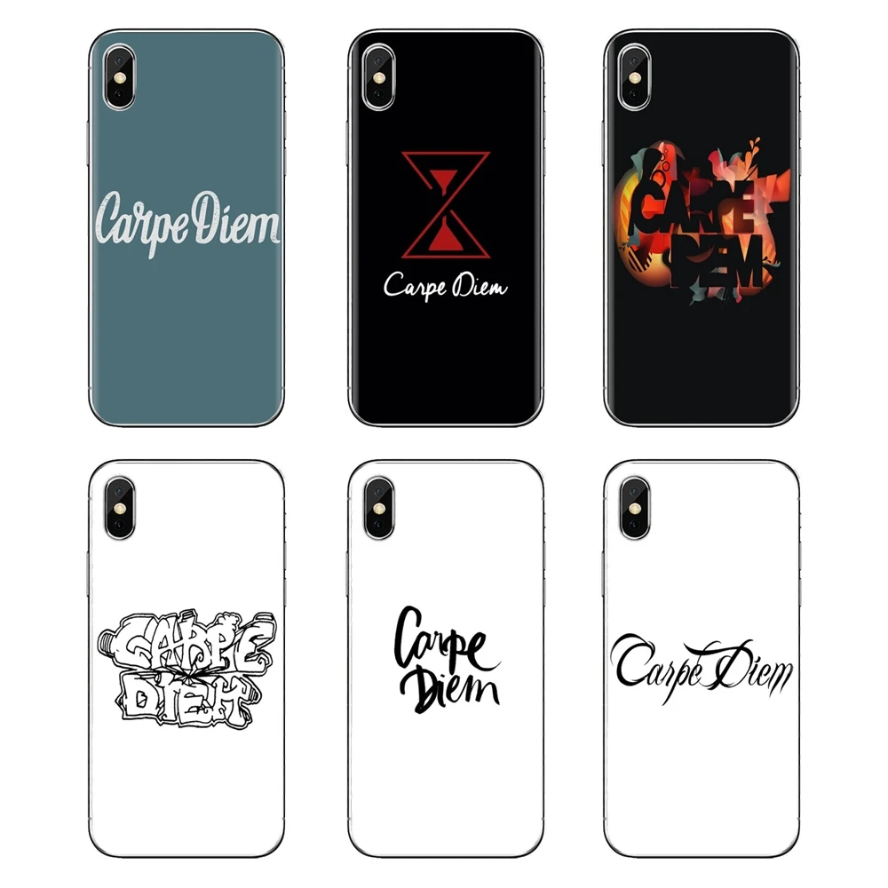 Silicone Case For LG Spirit Motorola Moto X4 E4 E5 G5 G5S G6 Z Z2 Z3 G2 G3 C Play Plus Mini Black and White Carpe Diem Art Quote |