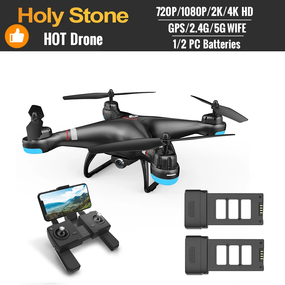 Foldable RC Drone with 2K HD Selfie Camera Holy Stone HS550 GPS FPV Quadcopter