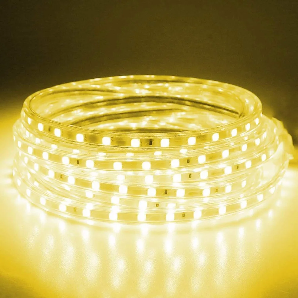 cheap SMD 5050 AC 220V LED Strip light Outdoor Waterproof flexible led ribbon Diode 60Leds M Led tape Lamp With European Power Plug