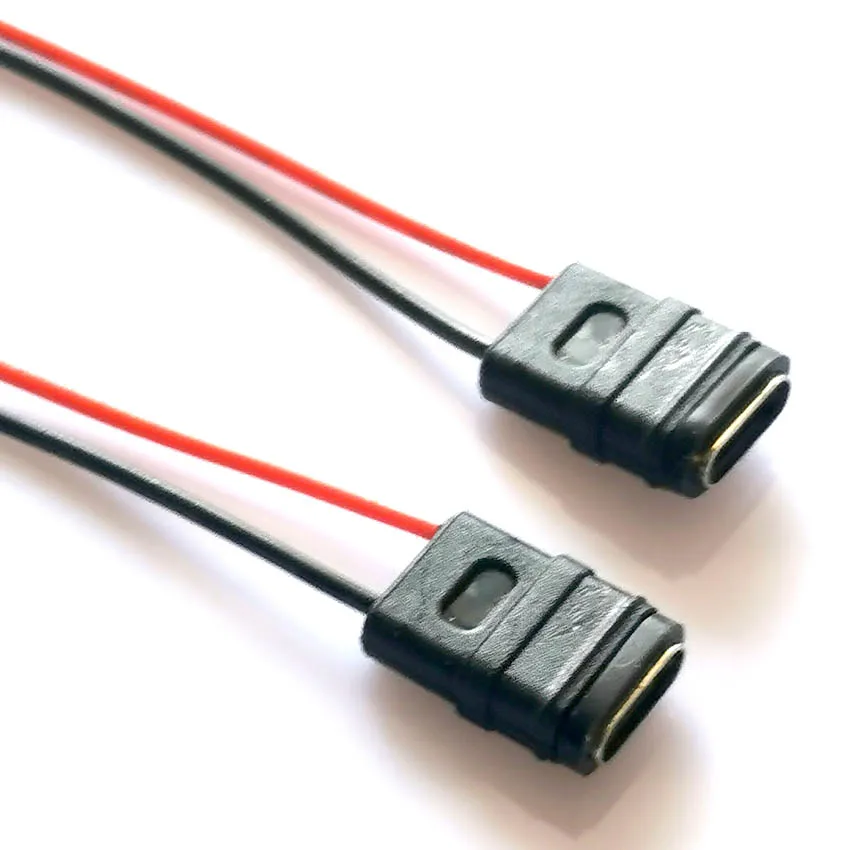 5Pcs USB 3.1 Connector Type-C 8Pin 2 Welding Wire Female Waterproof Female Socket Rubber Ring High Current Fast Charging port