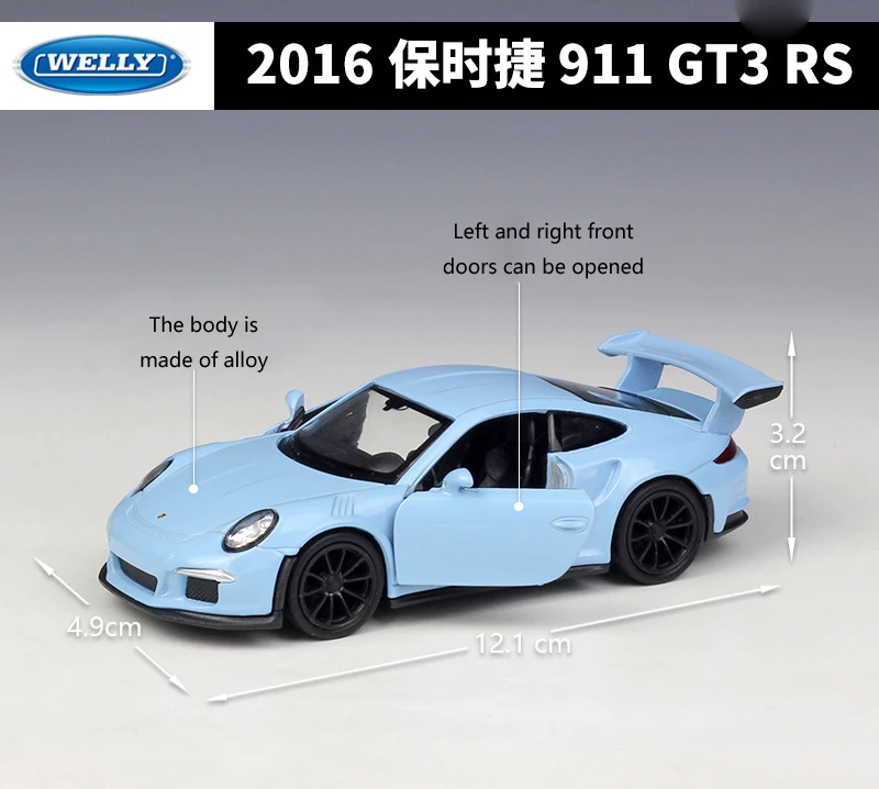 WELLY литой 1:36 Масштаб Porsche 911 GT3 RS спортивный автомобиль оттягивающийся назад модель автомобиля металлический сплав игрушечный автомобиль для детей Коллекция подарков