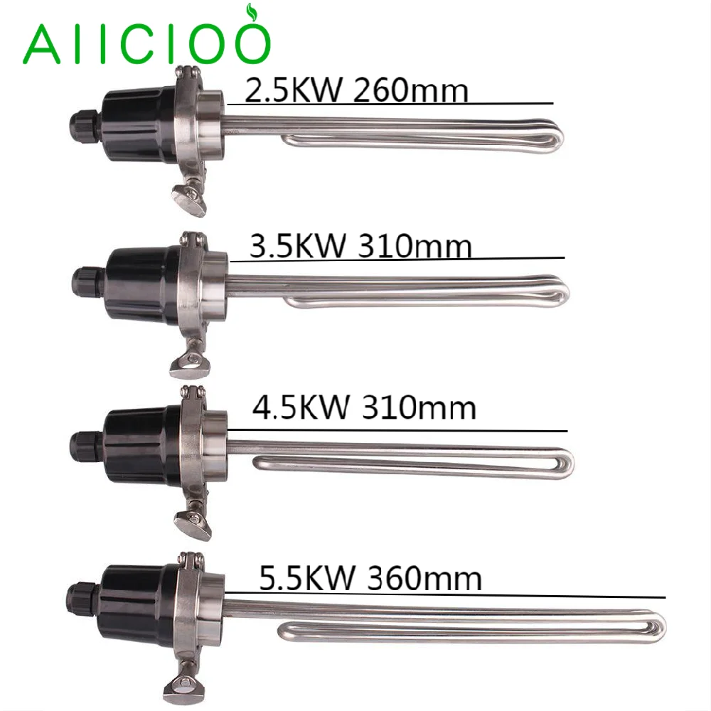 AIICIOO-elemento de calefacción eléctrico de Tres abrazaderas para conducción en líquido, SUS304 OD64mm, 240v, 2.5KW/3.5KW/4.5KW/5.5KW