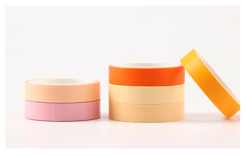 Simple Solid Color Washi Masking Tape Sticky Decorative Paper Tape Set DIY Decoration Office Stationery Scrapbook 6PCS/Bag