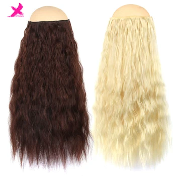 

Xnaira Long Corn Curly Synthetic HairPiece 5 Clip in Hair Extensions for Women Natural Heat Resistant Fake Hair Hair Piece