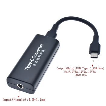 

Dc 4.8x1.7mm Female Plug to USB C Converter Dc Power Adapter Connector Jack USB Type C Charger for Macbook Lenovo Asus Laptops