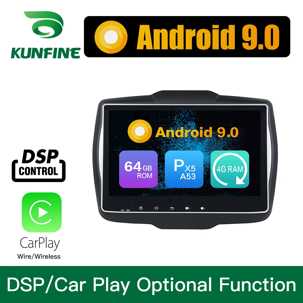 Excellent Android 9.0 Octa Core 4GB RAM 64GB ROM Car DVD GPS Navigation Multimedia Player Car Stereo for Jeep Renegade 2016 2017 Radio 2