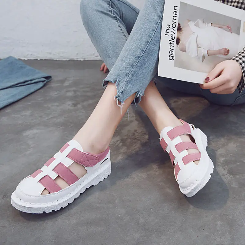 Hot 2021 Summer Women Comfy Flats Loafers Mother Soft Leather Cool Female Girls Casual Walking Footwear Lady Platform Flats