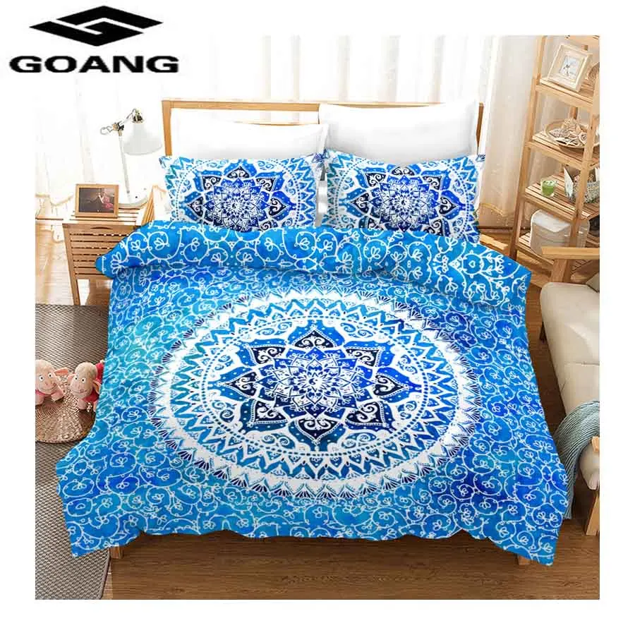 

GOANG luxury home textiles 3D Digital Printing boho bedding Mandala flowers Duvet Cover Sets and pillowcase 100% Microfiber