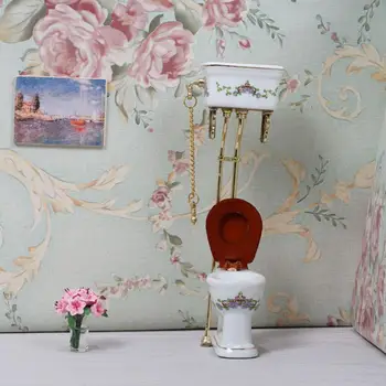 

Dongzhur Miniatura Toilet Dollhouse 1:12 Miniatures 1:12 Kit Accessories Ornament Doll Dropship Retro Miniatures House Toy