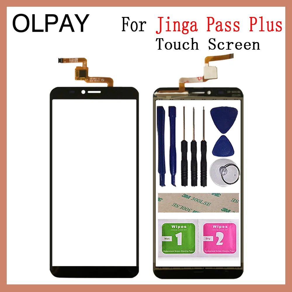 

OLPAY 5.5" Mobile Phone For Jinga Pass Plus Touch Screen Digitizer Panel Front Outer Front Glass Lens Sensor Free Adhesive+Wipes