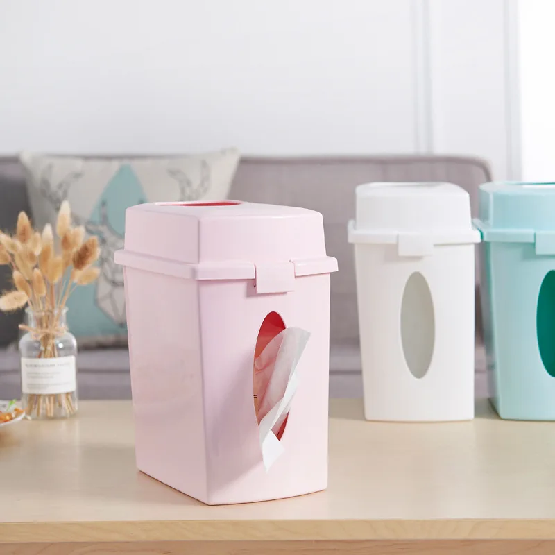 

Desktop Trash Can 2 In 1 Paper Towel Sundries Plastic Storage Box Bin Trash Can Storage Bins Desk Trash Can WY118963