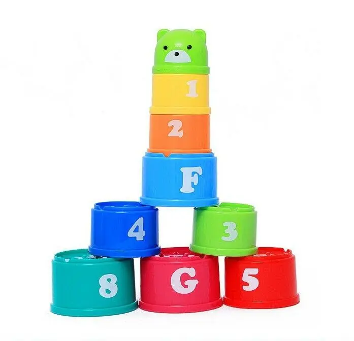 9 в 1 пирамида из чашек для малыша, ребенка, новорожденного игрушки играют развивающие цифры, буквы сваи складывающиеся чашки интеллекта для штабелирования игрушки для купания