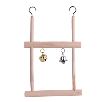 

Wooden Stand Ladders Climber Bird Playground Toy Double Grid Pet Bird Parrot Toys Swing Bird Cage Hanging Chew Toys for Birds