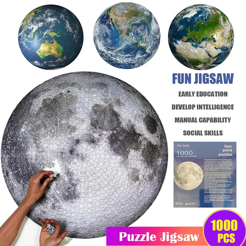 

Round Puzzle Moon/ Earth Puzzle 1000 Pieces Difficult For Adult Kids Planets Puzzle Toys Educational Dropshipping