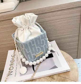 

2020 New Style Bag Fashion WOMEN'S Bag Shoulder Bag Western Style Pearl Chain Hand Cute Hipster Shoulder Bag