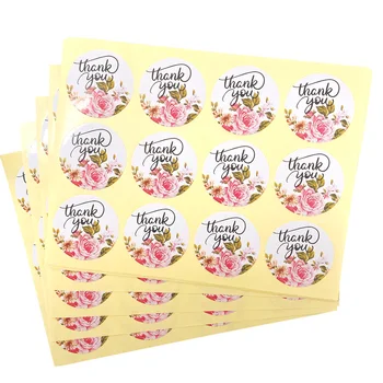 

1200pcs/lot Cute Round Thank you Flower Adhesive Kraft seal sticker DIY gift Labels baking product