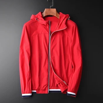 

New Red Male Jacket Autumn New Raglan Sleeve Thin Zipper Mens Jackets And Coats Hight Quality Slim Fit Elastic Youth Man Jackets