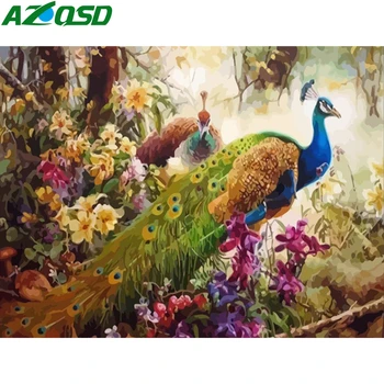 

AZQSD DIY Painting By Numbers Animal Oil Painting By Number Peacock Canvas Painting Kits For Adults Home Decoration 50x40cm