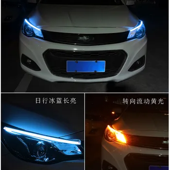 

2x Ultrafine Cars DRL LED Daytime Running Lights White Turn Signal Yellow Guide Strip for Headlight Assembly Drop Shipping