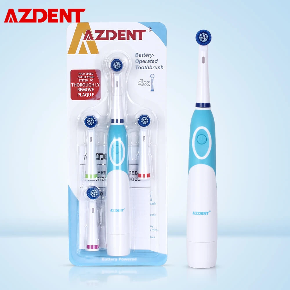 AZDENT Rotating Electric Toothbrush Battery Power with 4 Brush Heads Oral Hygiene Care No Rechargeable Tooth Brush Oral Cleaning AZDENT Rotating Electric Toothbrush Battery Power with 4 Brush Heads Oral Hygiene Care No Rechargeable Tooth Brush Oral Cleaning