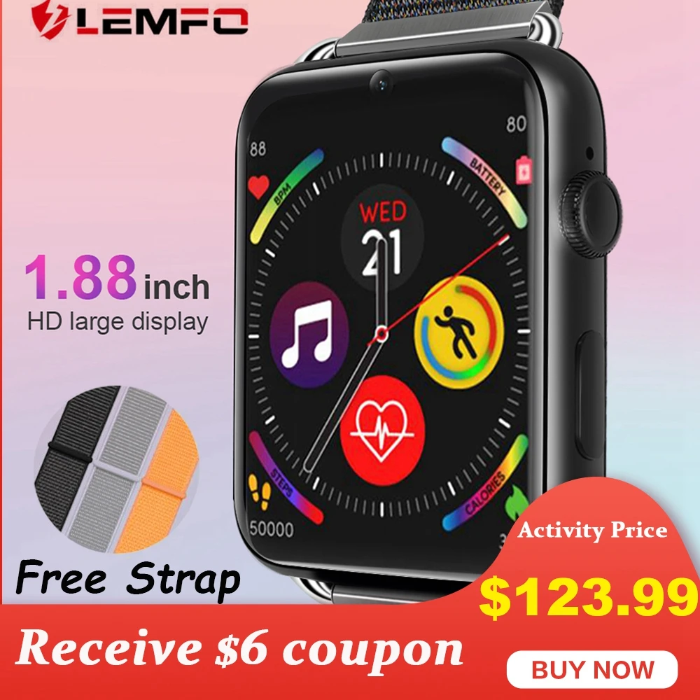 LEMFO LEM10, 4G, Android 7,1, Смарт-часы, 3 Гб+ 32 Гб, поддержка sim-карты, камера 780 мАч, аккумулятор, gps, Wi-Fi, 1,88 дюймов, телефон, часы для мужчин и женщин