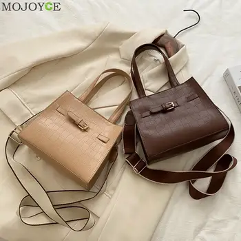 

Fashion Solid Color Stone Pattern Crossbody Handbag Women PU Leather Top-handle Shoulder Purse Female Messenger Totes Bag
