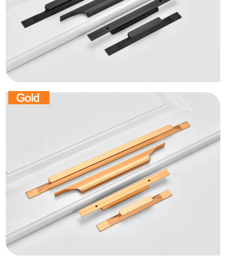 Gold Solid Aluminum Alloy Kitchen Cupboard Pulls American Style Black Cabinet Handles (12)