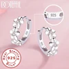 DOTEFFIL 925 Sterling Silver Small Rose Flower Round Hoop Earring AAA Zircon For Women Female Charm Engagement Wedding Jewelry ► Photo 1/6