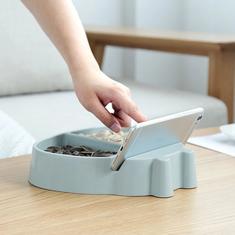 Dried Fruit Melon Compartment Plate Dormitory Snack Tray Multifunctional Living Room Candy Desserts Food Storage Phone Holder