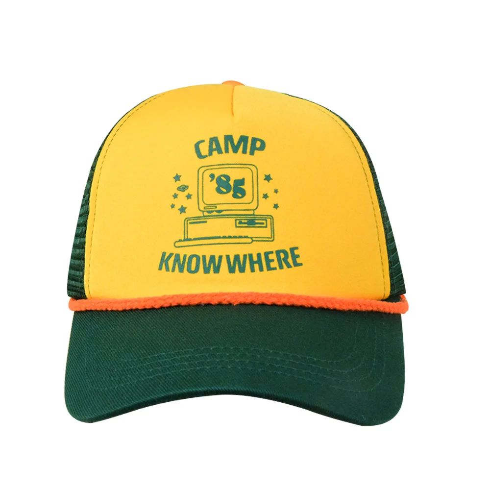 

Stranger Things 3 Dustin Henderson Baseball Hat Cosplay Hat Mesh Cap "Camp Know Where "Cosplay Prop