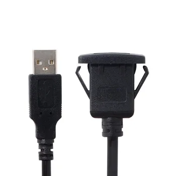 

100cm Waterproof Single USB 2.0 Extension Latch Mount Car AUX Adapter Cable for Dashboard Panel