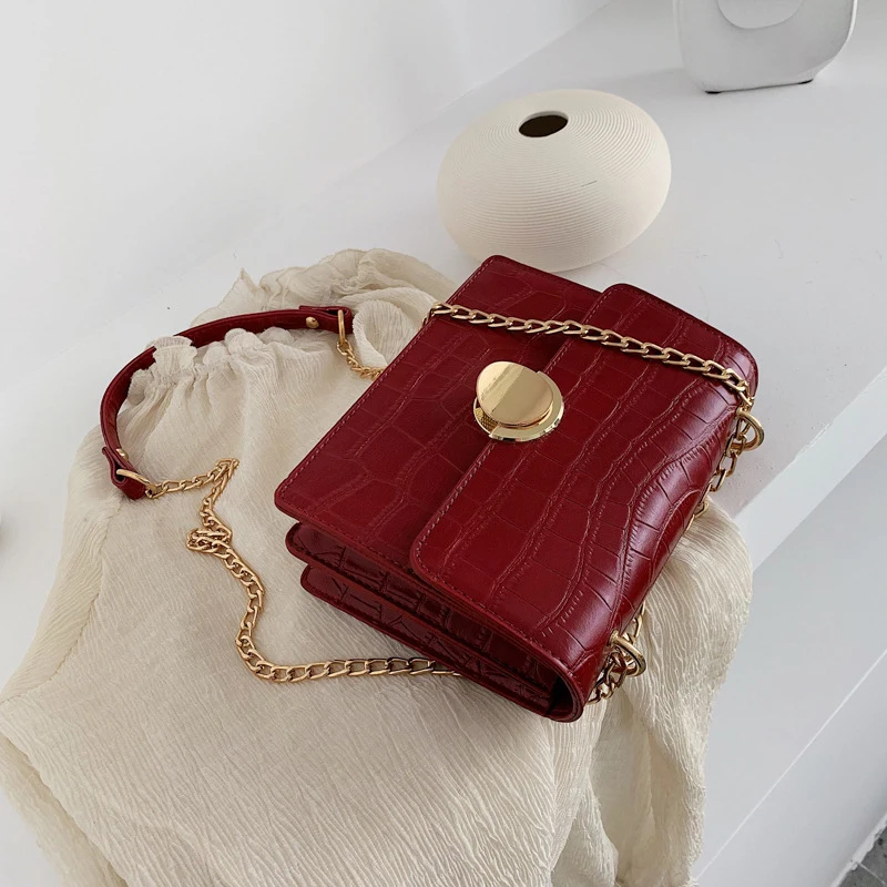 

Crocodile Pattern Crossbody Bags For Women's Designer Chain Square Shoulder Bags 2019 New Quality Messsenger Bag Ladies Flap Hot