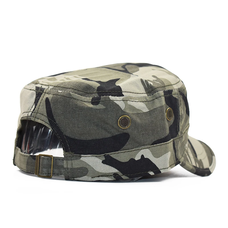 Simple Classic Camouflage Men Five stars 3D embroidery Military Caps Army Cadet Hats Cotton Adjustable Flat Top Patrol Cap