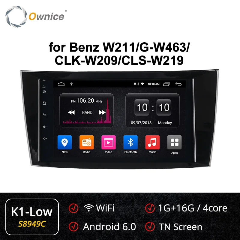 Ownice k3 k5 k6 Android 9,0 4G DSP автомобильный gps-плеер для 2001 2002-2010 Mercedes Benz E-Class W211/CLS W219/CLK W209/g-класс W463 - Цвет: S8949 K1 LOW