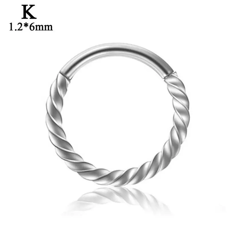 1PC 6mm to 12mm 16g Steel Hinged Segment Clicker Ring Nose Septum Piercing Helix Cartilage Daith Twist Hoop 